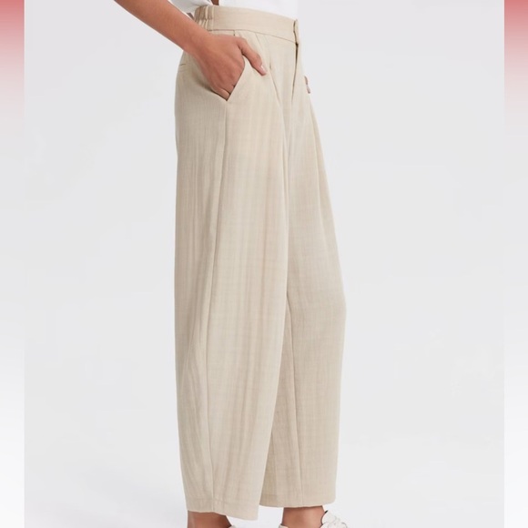 A New Day Beige Faux Leather Pleated Barrel Leg Panta - Picture 4 of 9